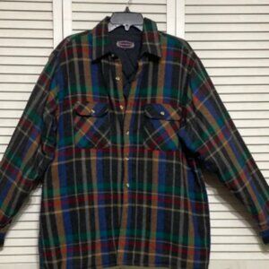 Vtg. Joseph Horne Outfitters Plaid 70 Wool Light Shirt Jacket Size L
